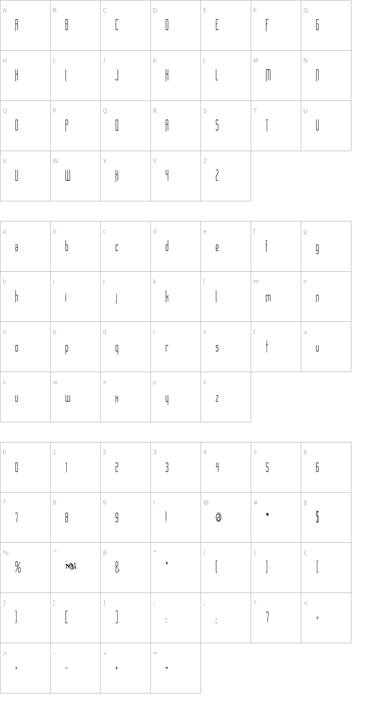 Character Map Long Cool Woman Font