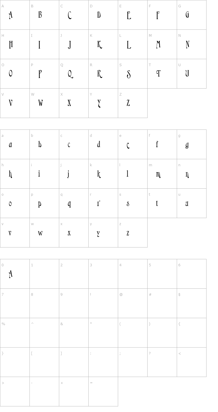 Character Map Longfellow-Alternates Font