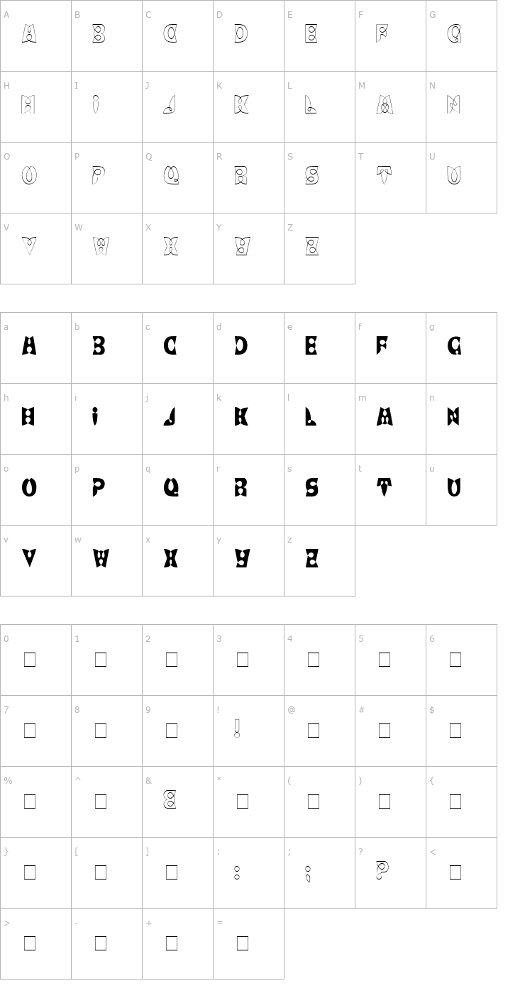 Character Map LoopDeLoop Medium Font