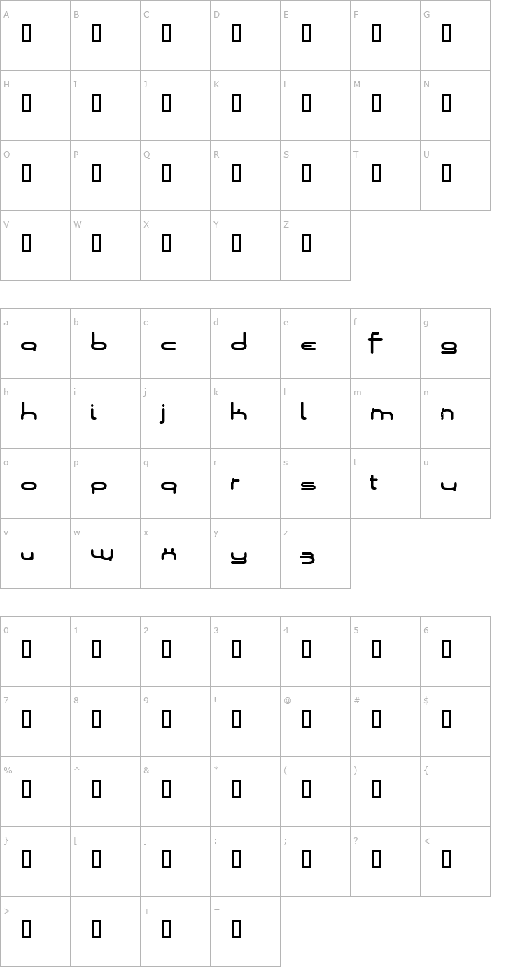 Character Map Loops of Fury Wide Font