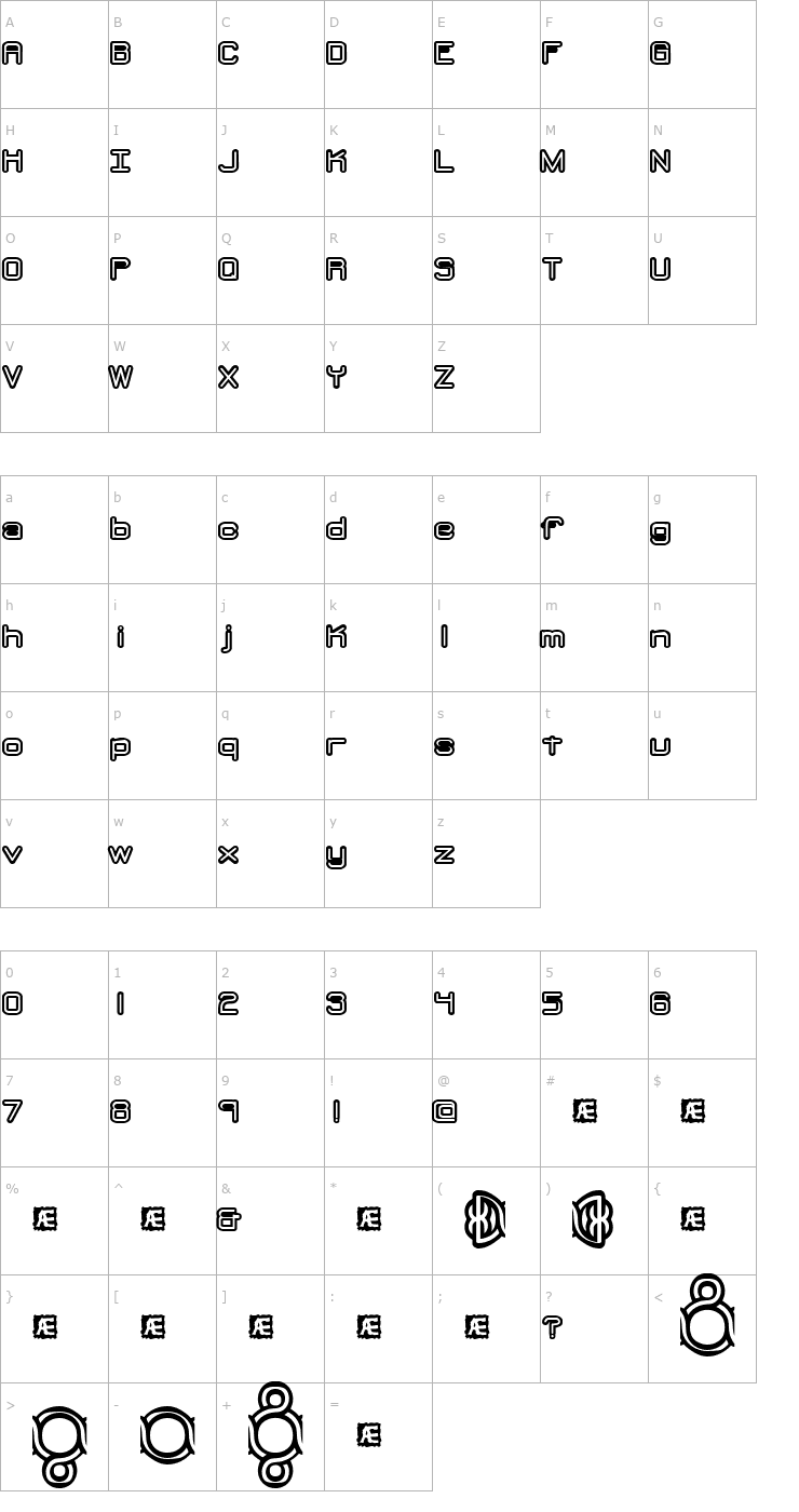 Character Map Loopy BRK Font