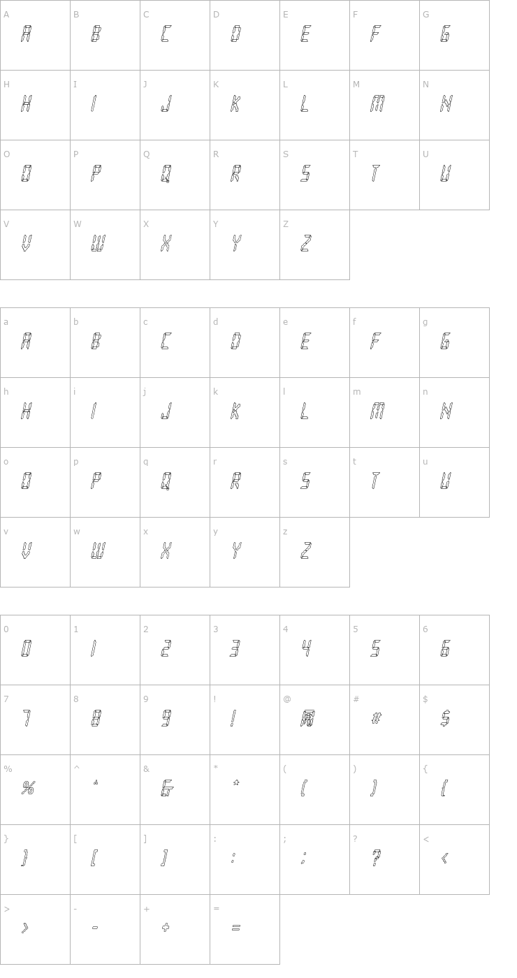Character Map Loopy Italic Font