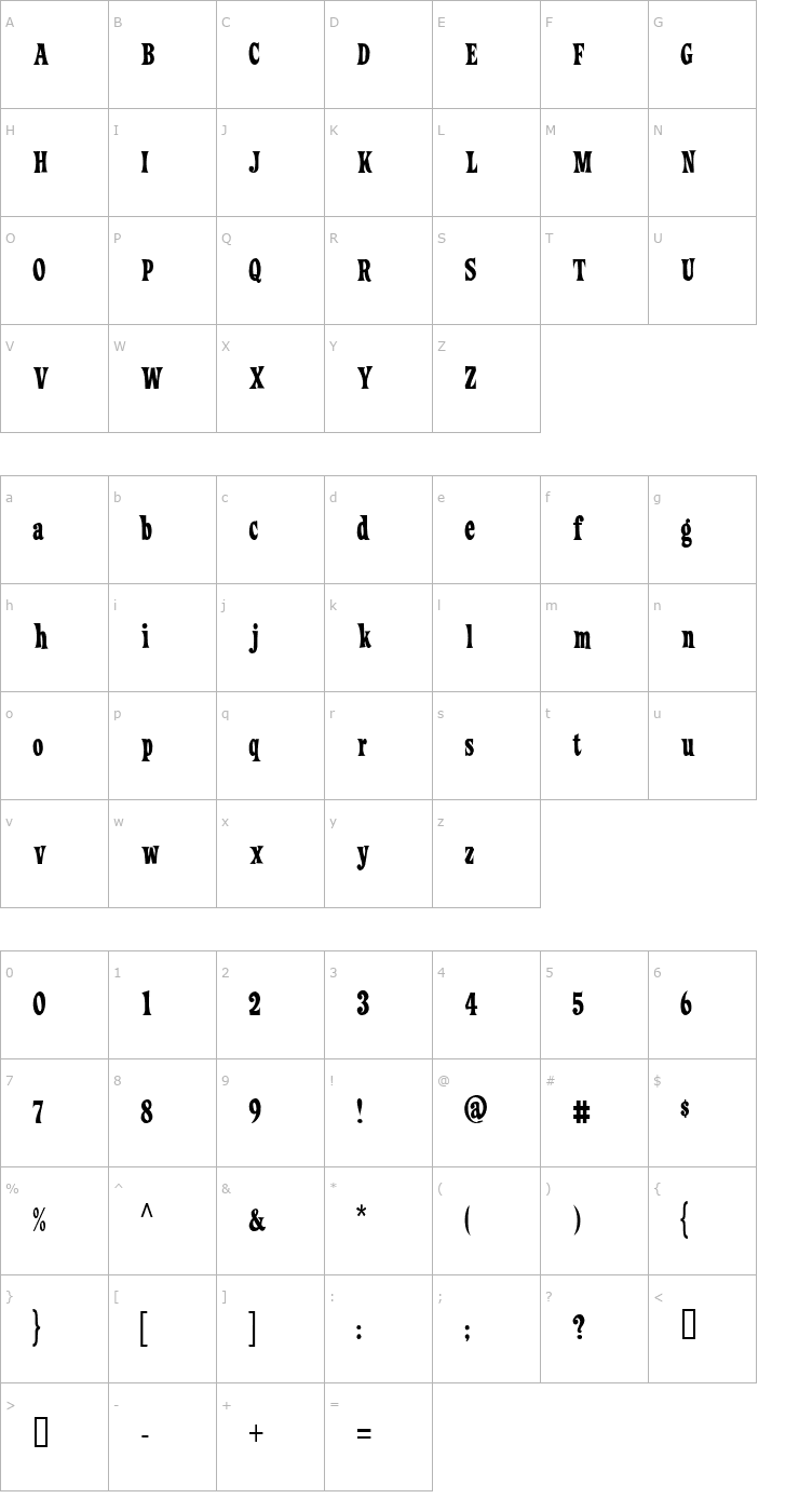 Character Map Loose New Roman Font