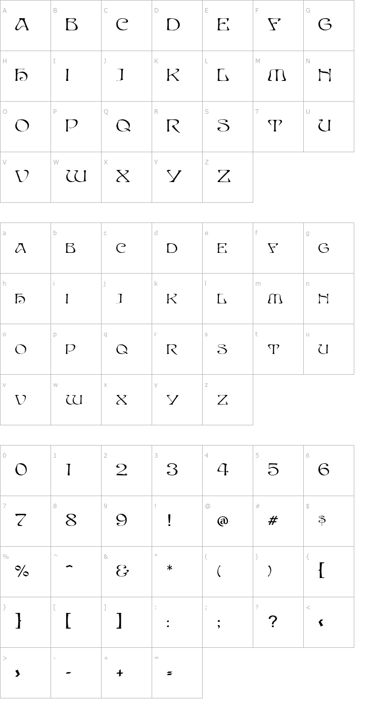 Character Map Lorient Font