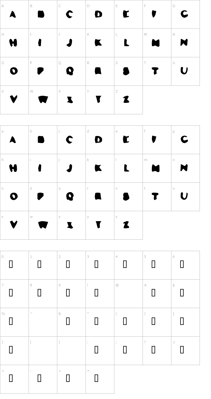 Character Map Los Del Queso Font
