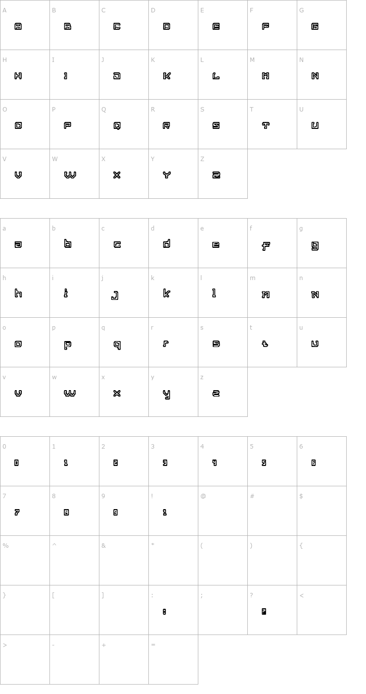 Character Map Lost passenger 5.0 Font