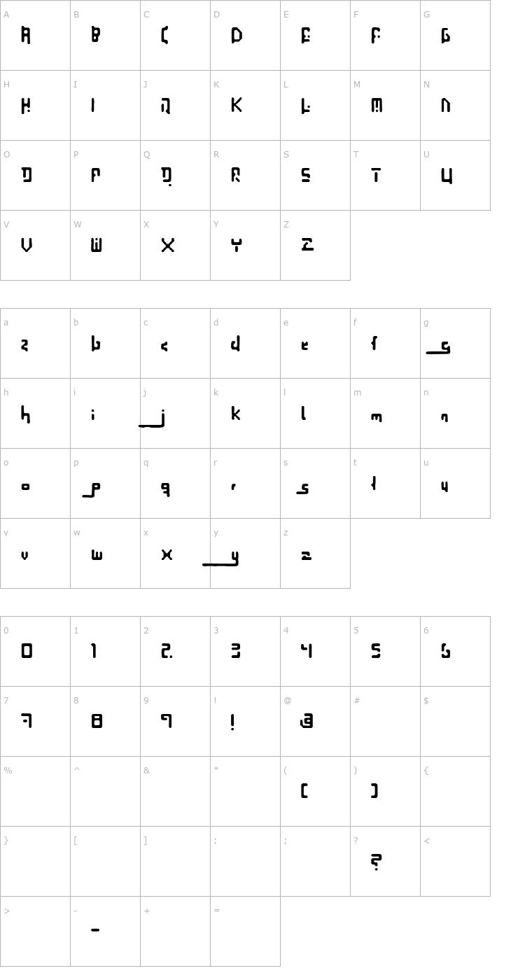 Character Map Lost Passenger (part 2) Font