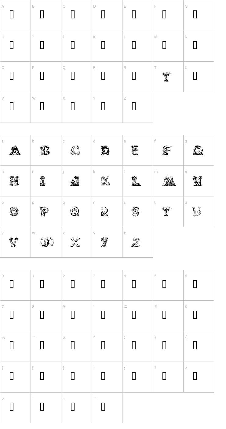 Character Map Lost World Font