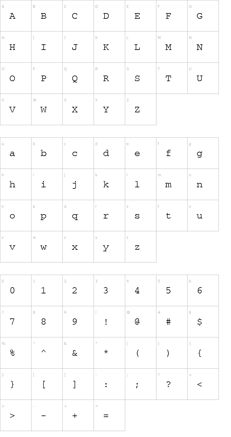 Character Map LotusLineDraw Font