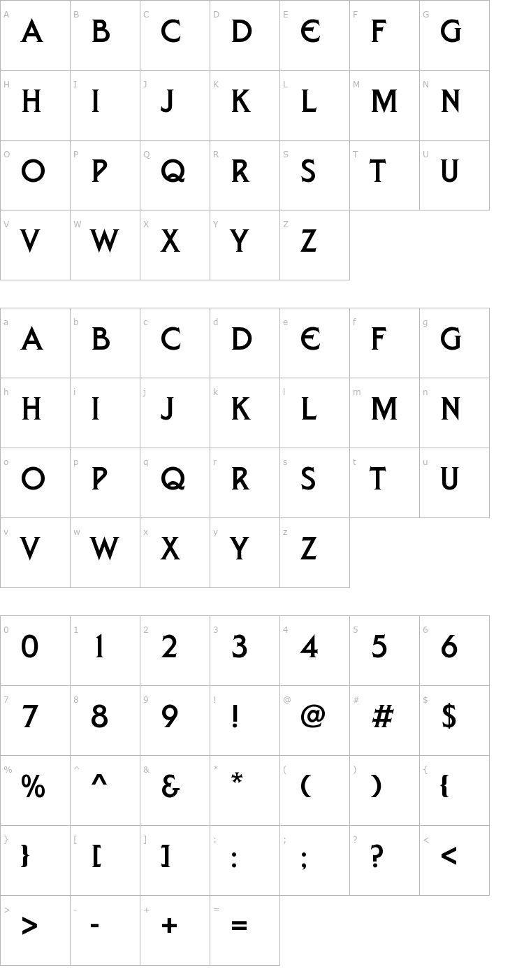 Character Map Louisianna Font