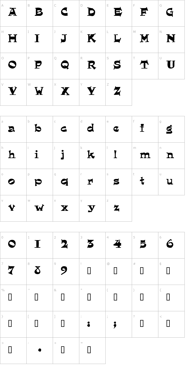 Character Map Lounger Font