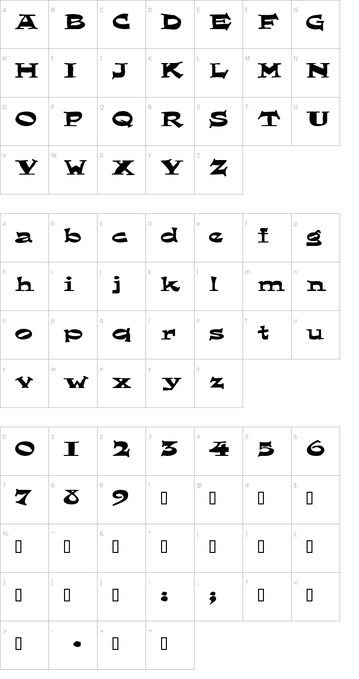 Character Map LoungerExtended Font