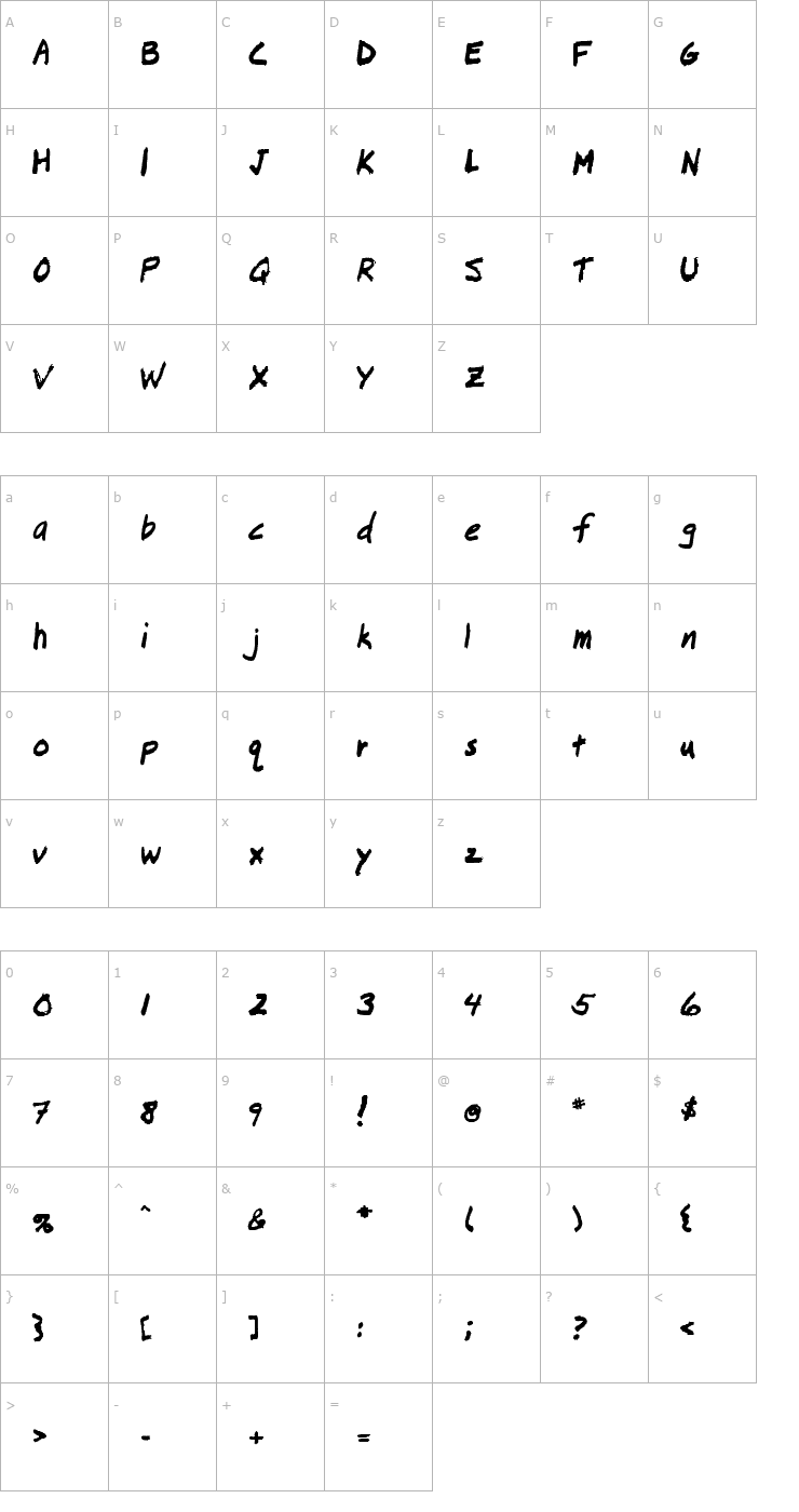 Character Map Lousy Font