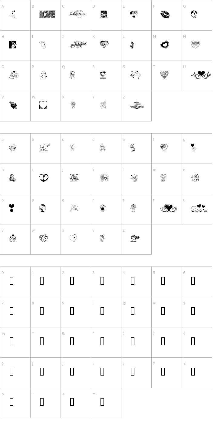Character Map Love Poision Font