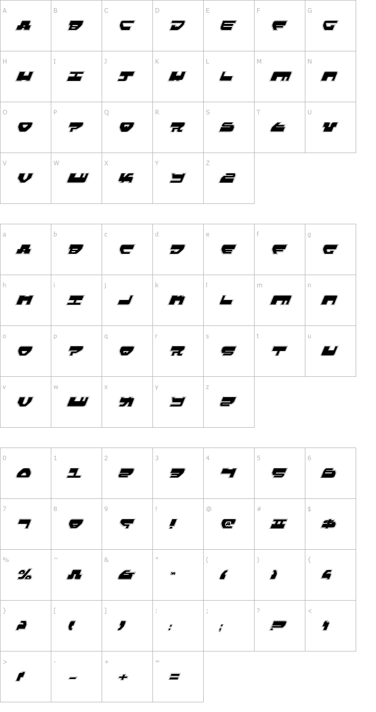 Character Map Loveladies Pro Italic Font