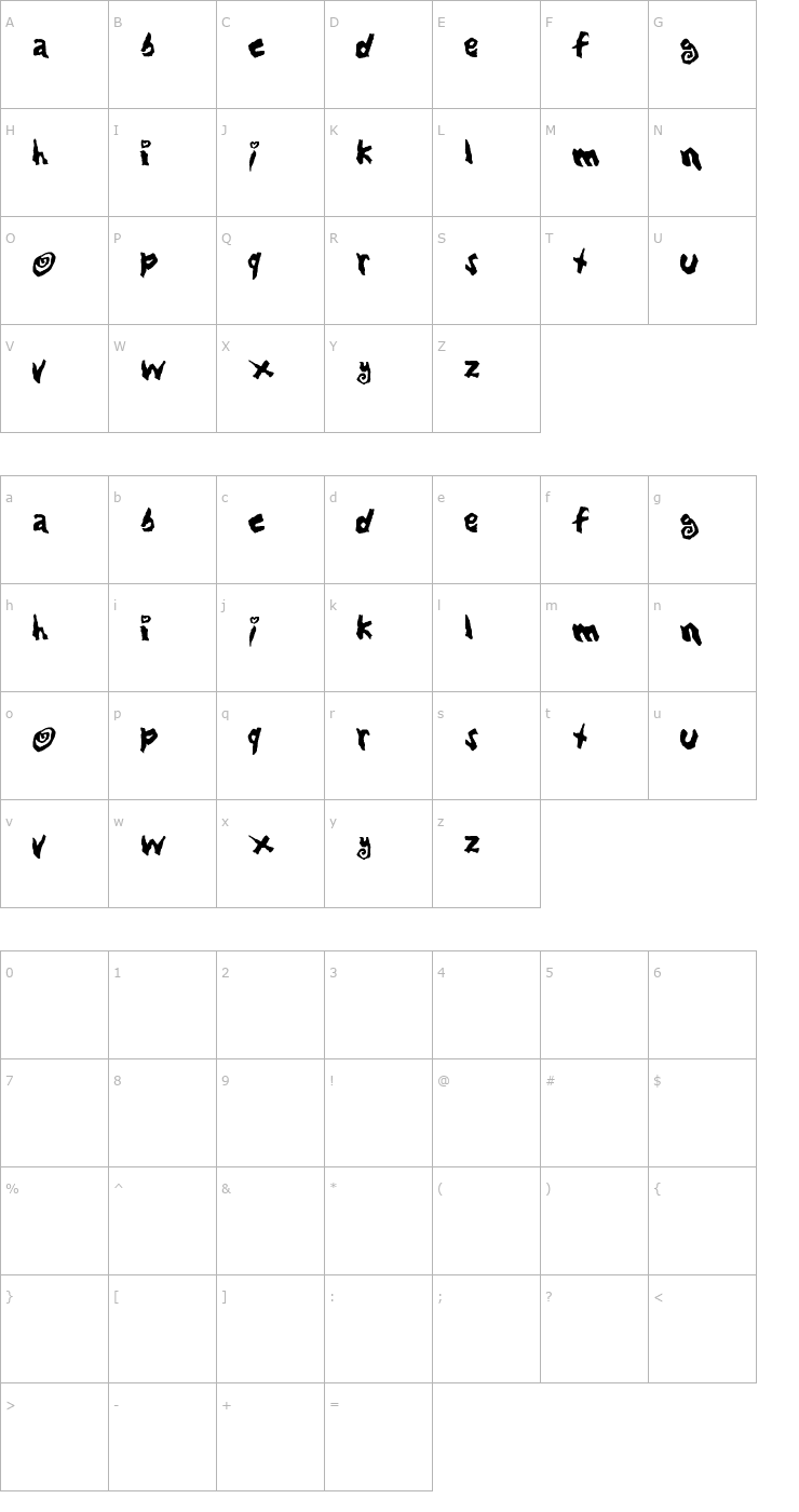 Character Map Loving Babes Font
