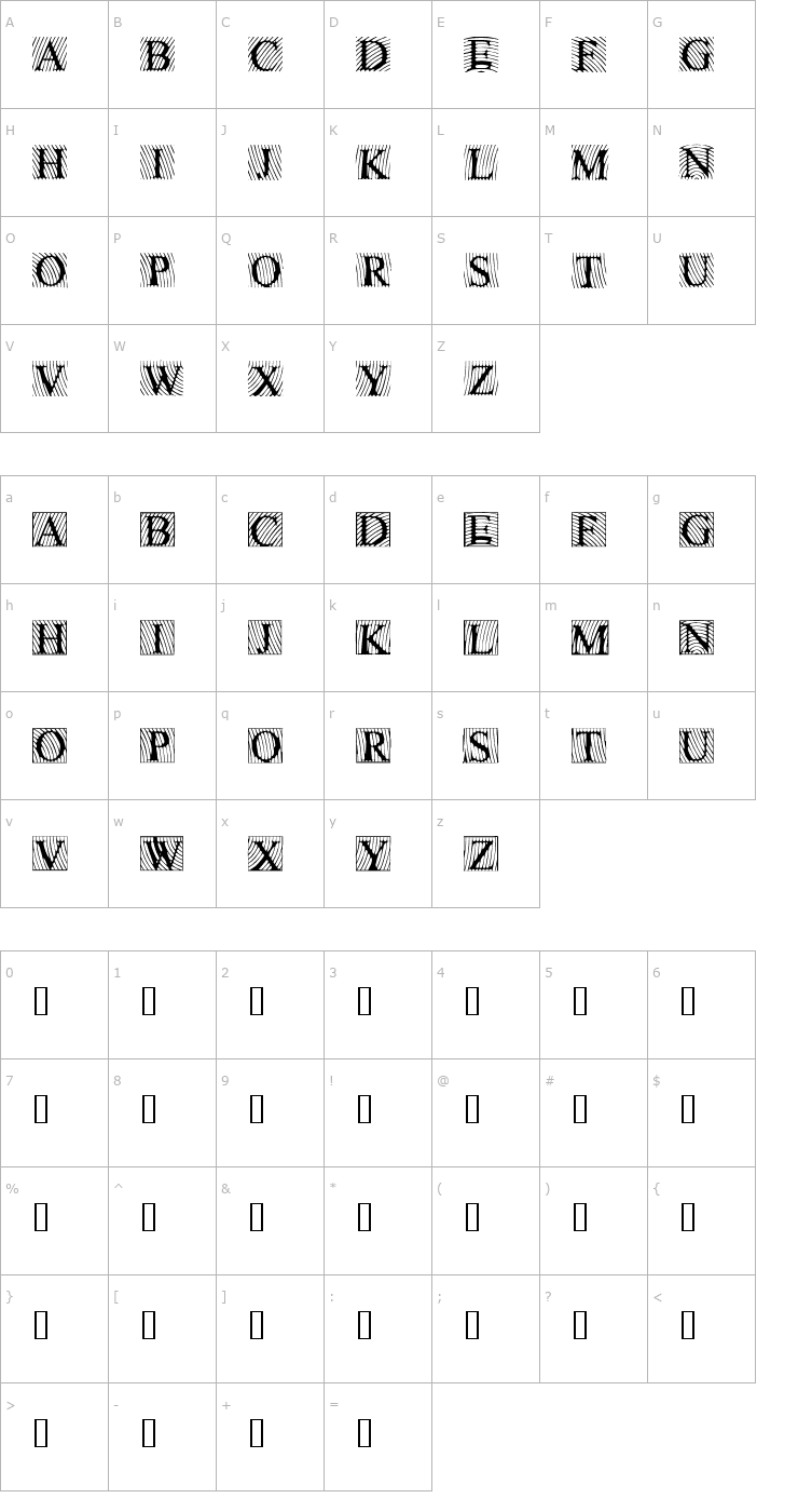Character Map LowEngravedCapsLight Font