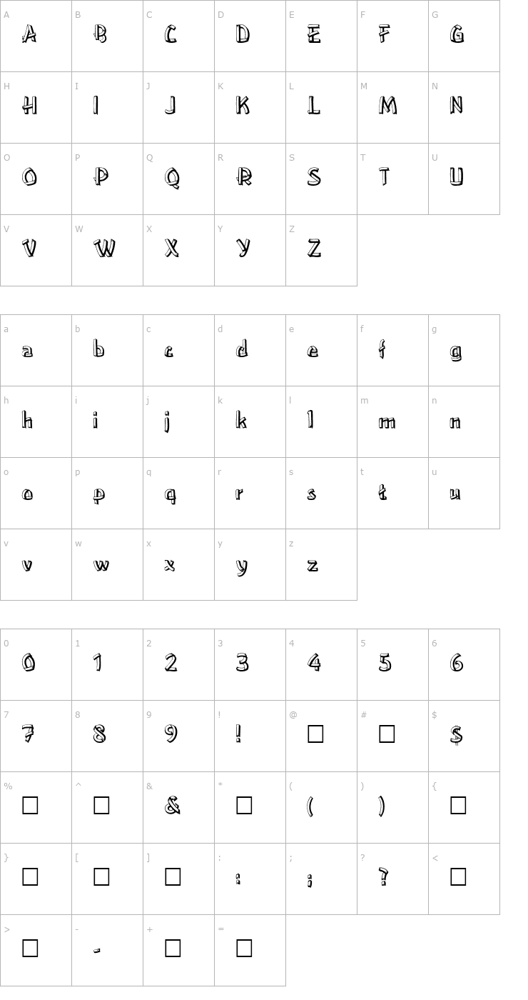 Character Map Lower-EastSide Regular Font