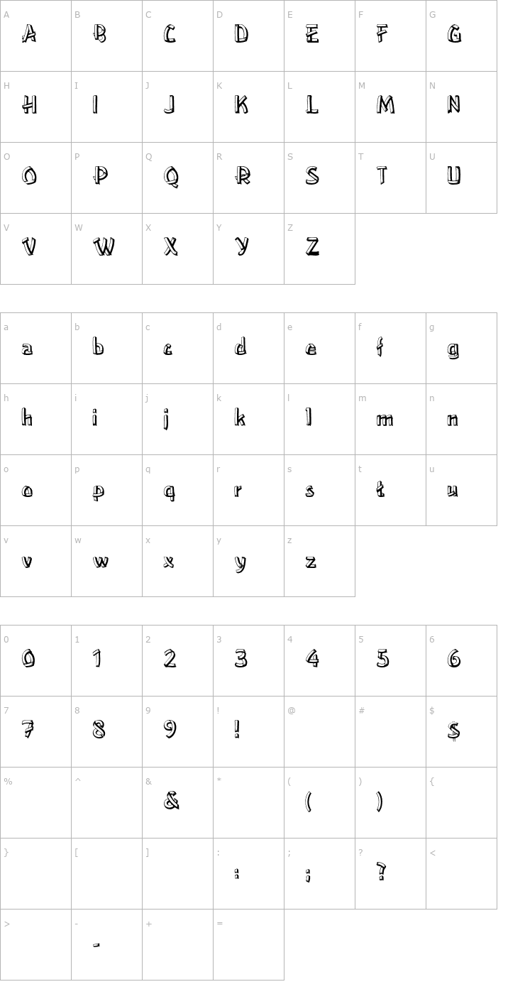 Character Map LowerEastSide Font