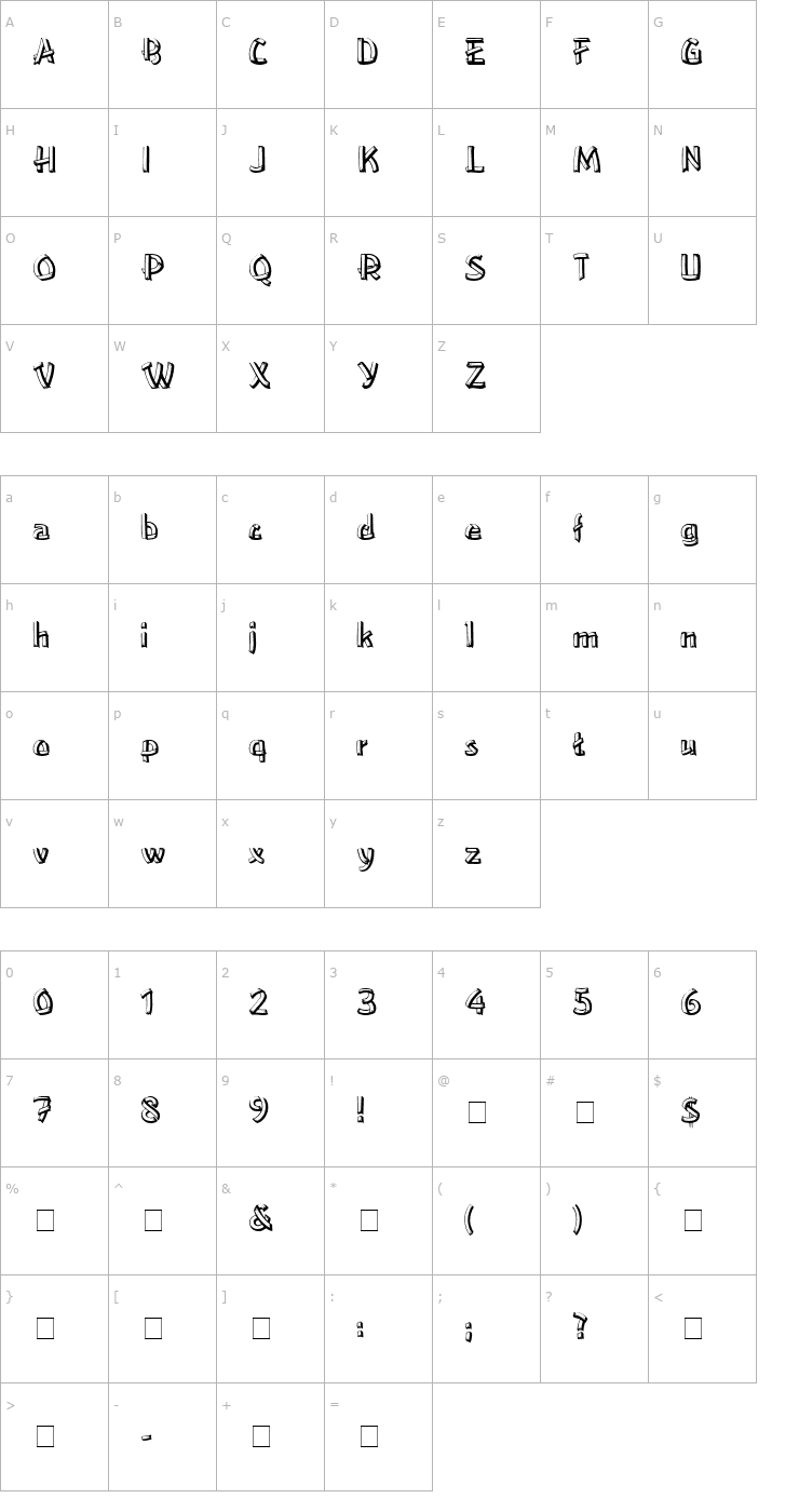 Character Map LowerEastSide Normal Font