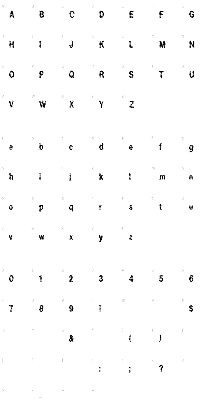 Character Map LowerWestSide Cn Font