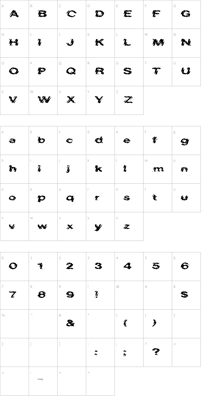 Character Map LowerWestSide Ex Font