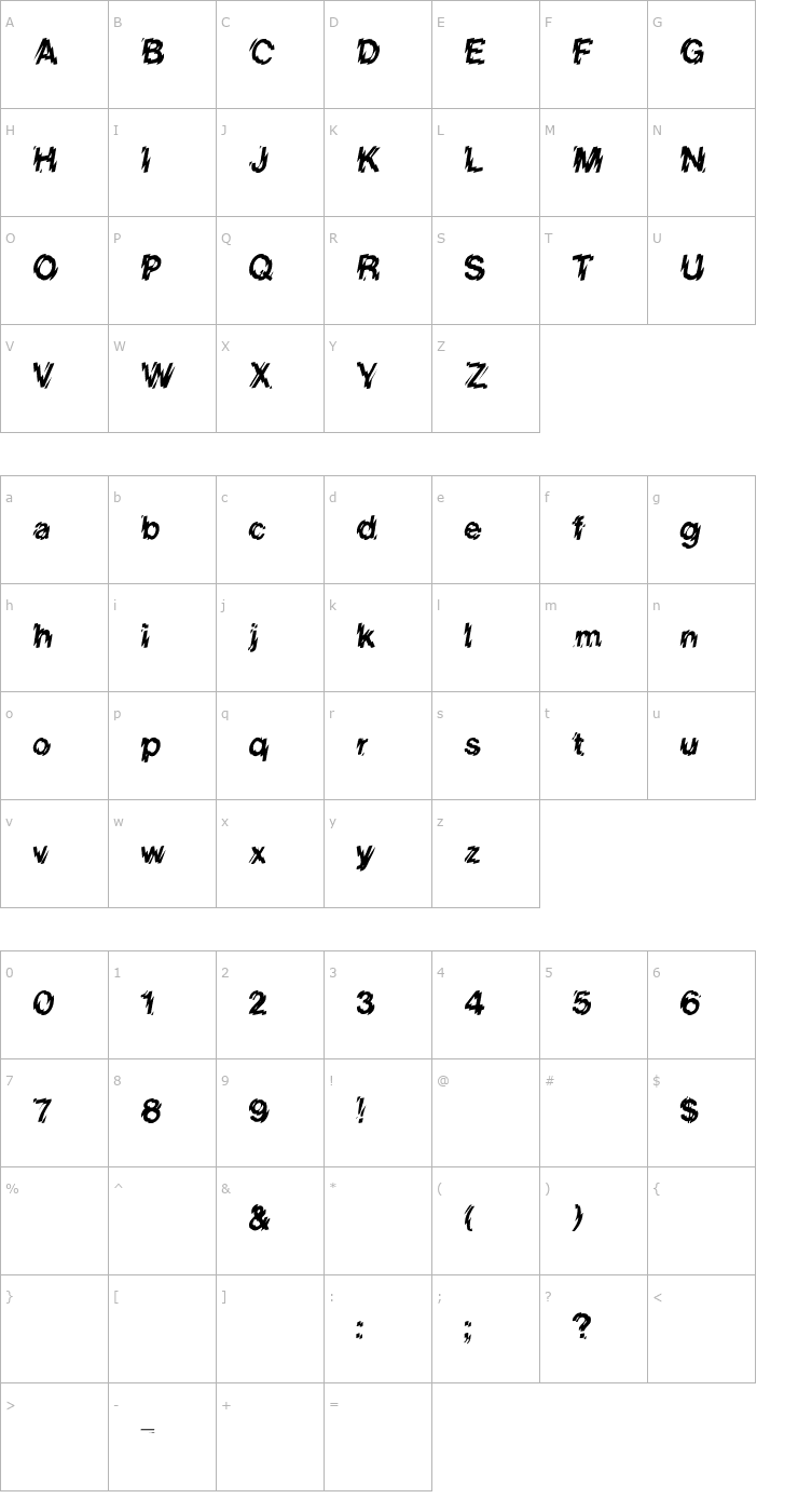 Character Map LowerWestSide Font