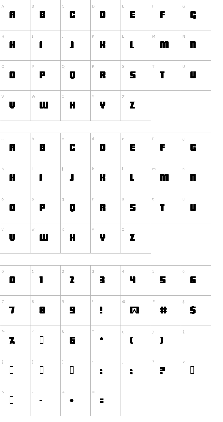 Character Map LowRider BB Font