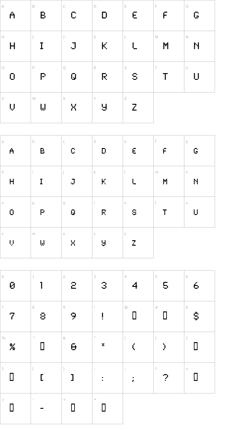 Character Map Lowtech Font