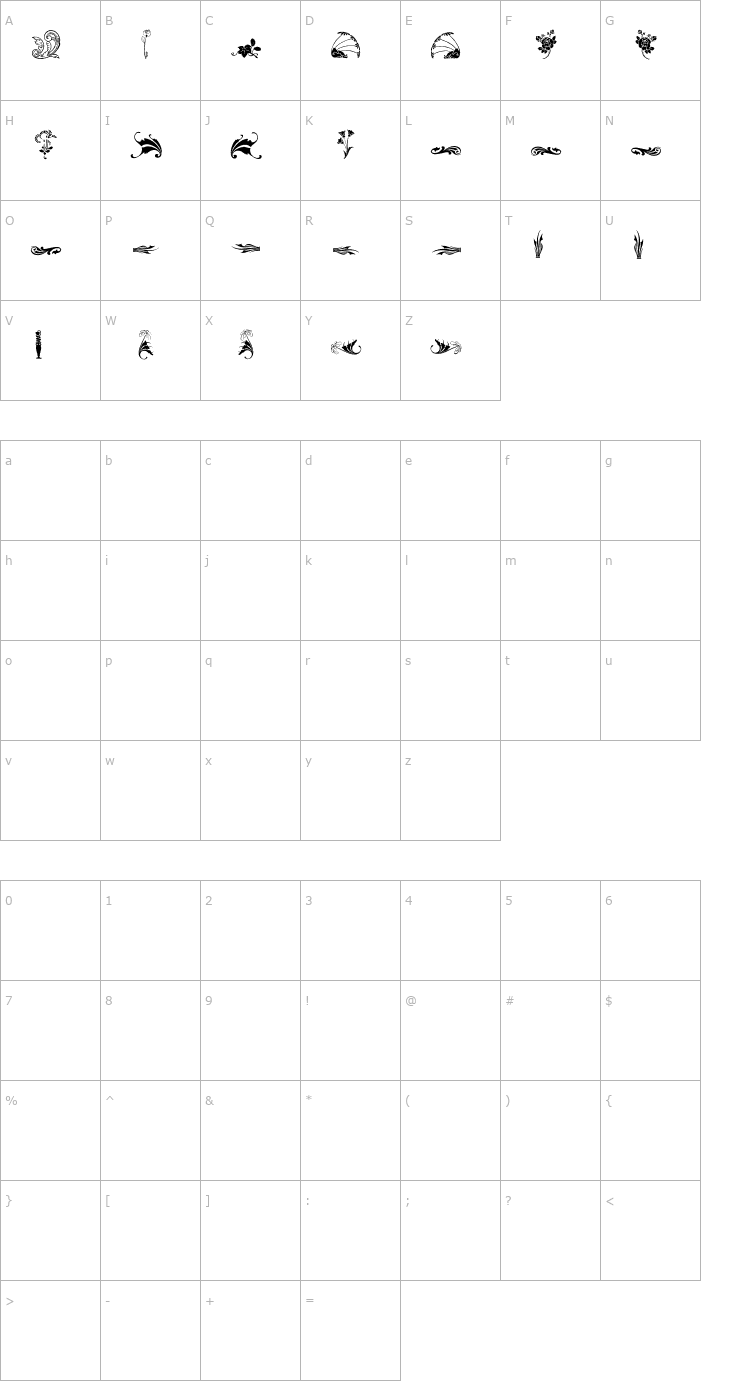 Character Map lpartdeco3 Font