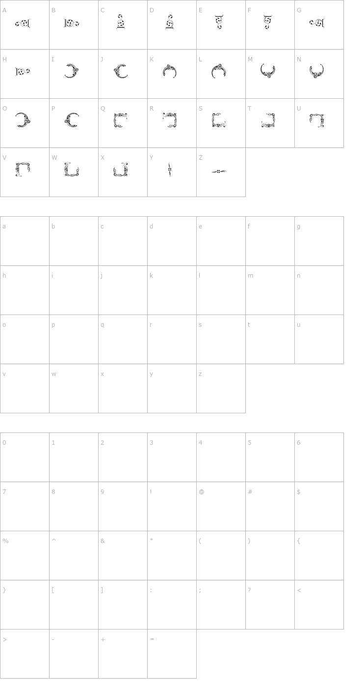 Character Map lpartdeco4 Font