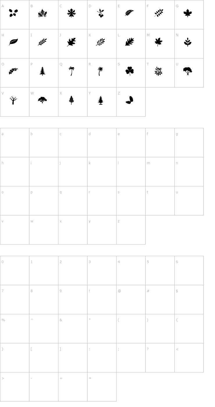 Character Map lpleaves Font