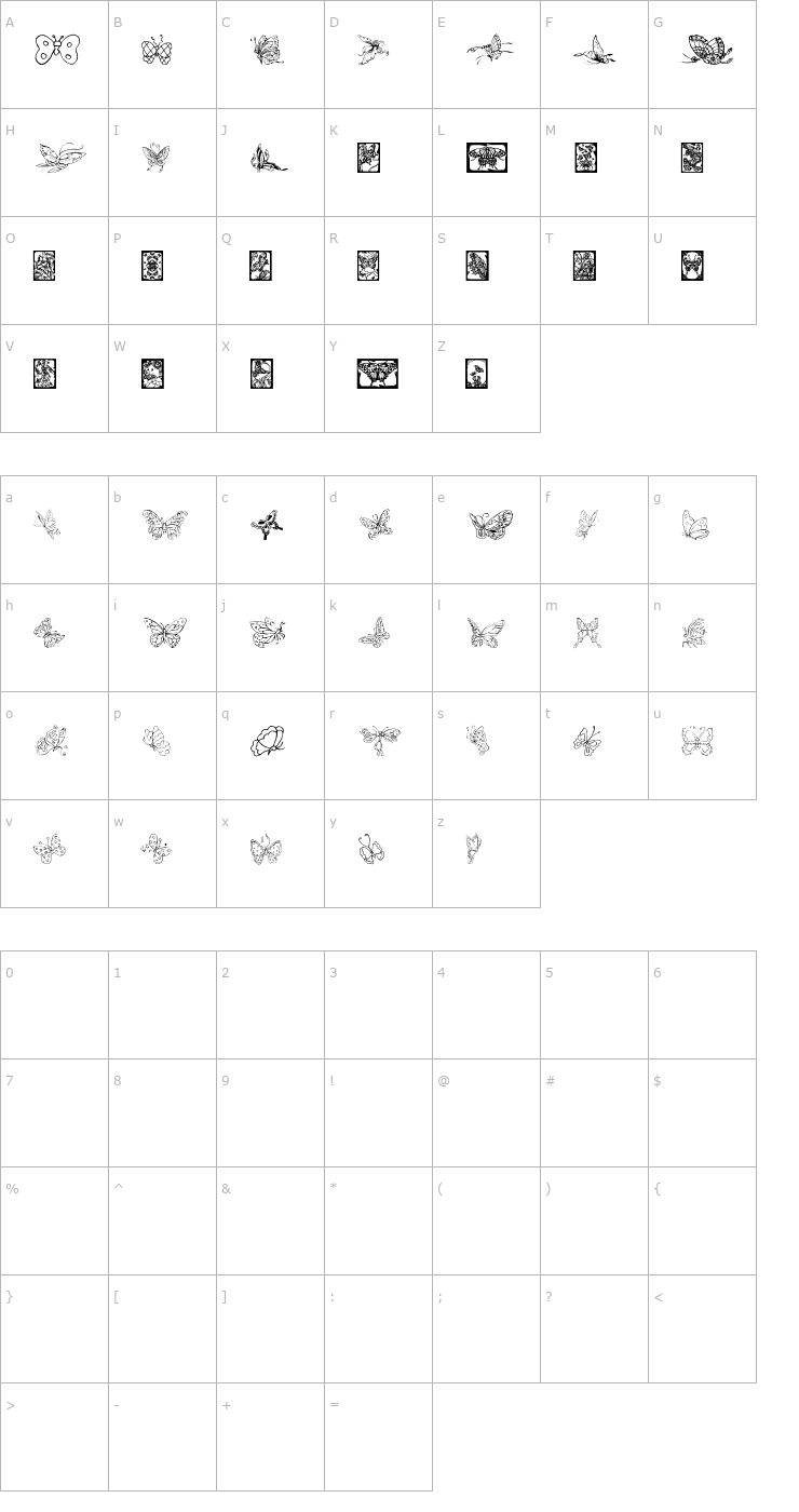 Character Map LS503butterflies Font