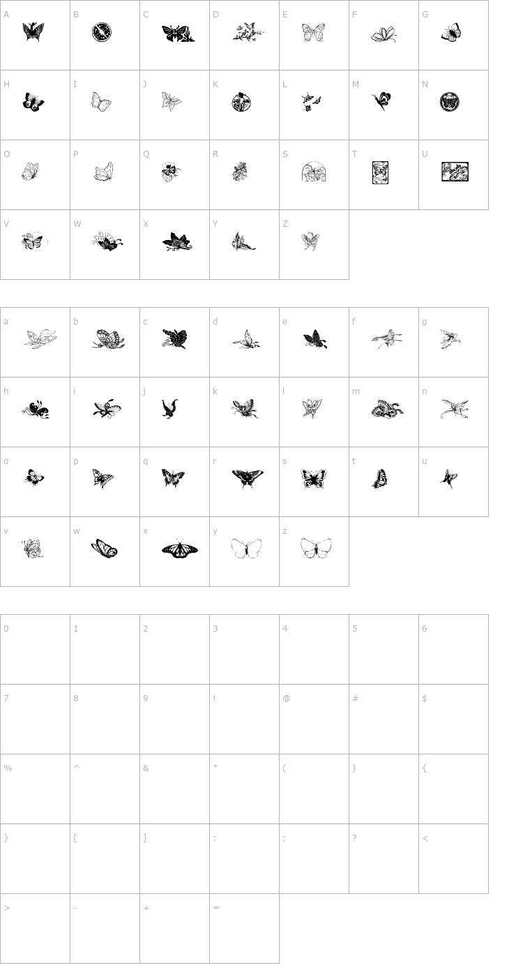 Character Map LSbutterfly Font