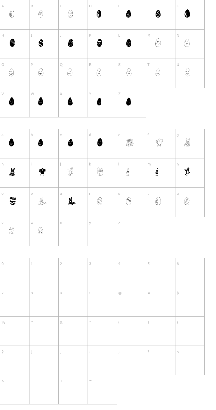 Character Map LSEasterDoodles Font