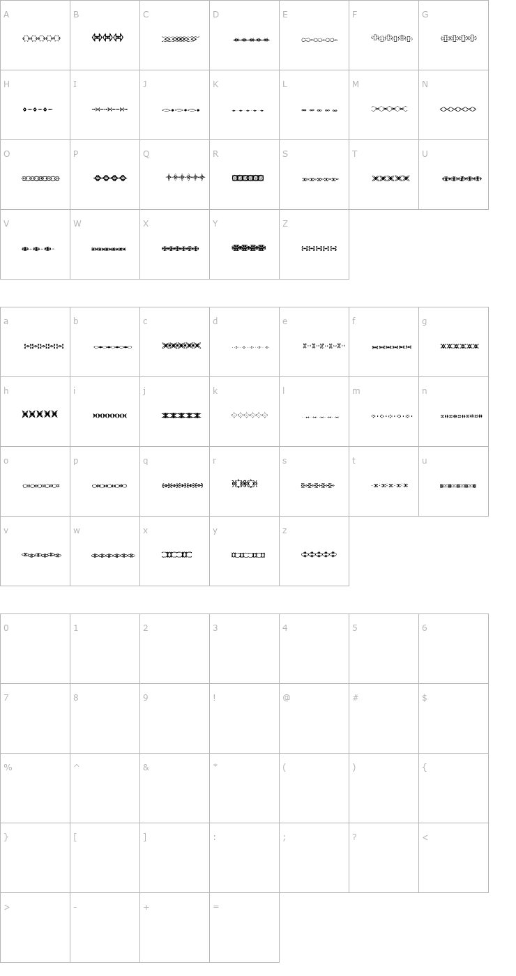 Character Map LSMoreDividers2 Font