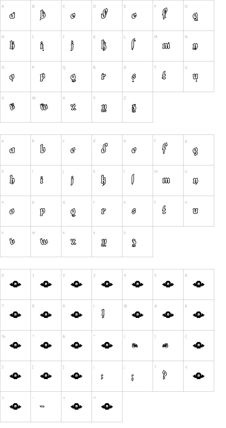 Character Map LT White Fang Font