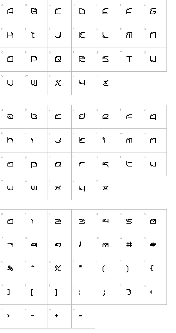 Character Map LTR-06: Artcore Font