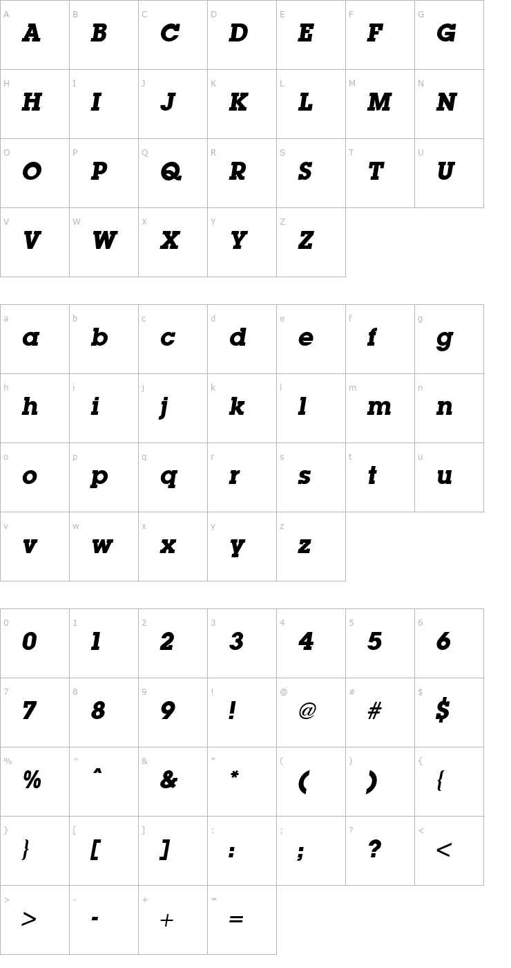 Character Map Lubalin Graph Bold Italic Font