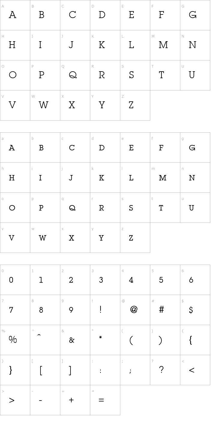 Character Map LubbersSmc-Regular Font
