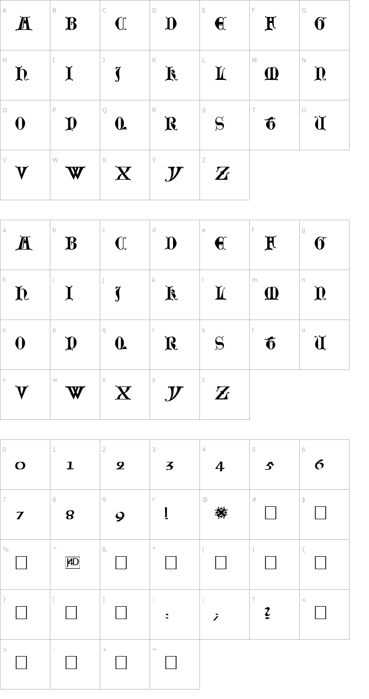 Character Map Lubeck Font