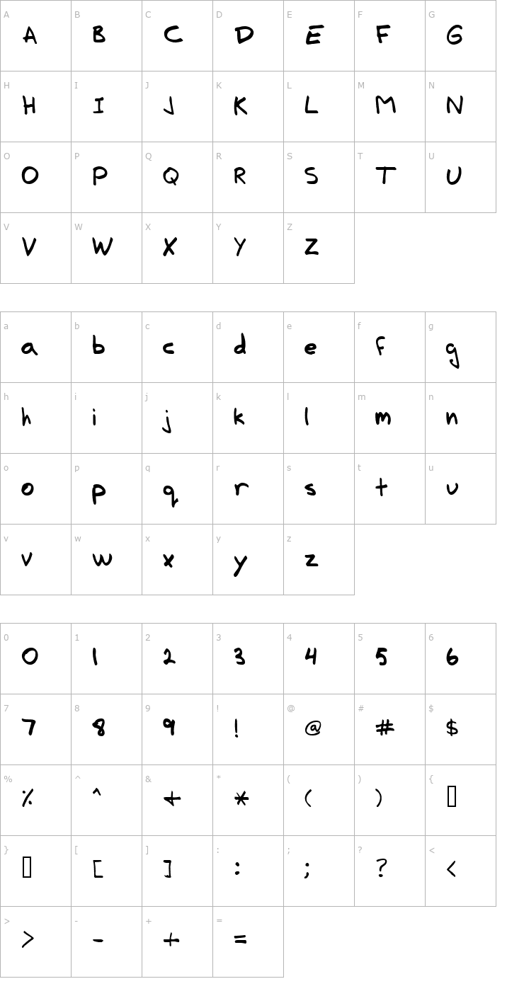 Character Map Lucas2 Font