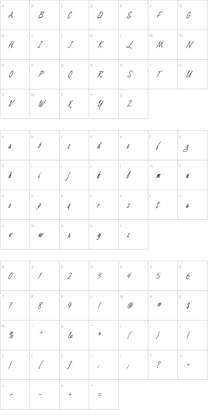 Character Map Luce One Bold Font