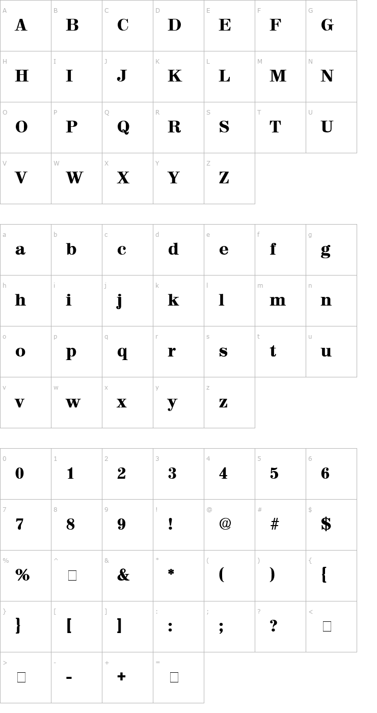 Character Map Lucia Display SSi Font