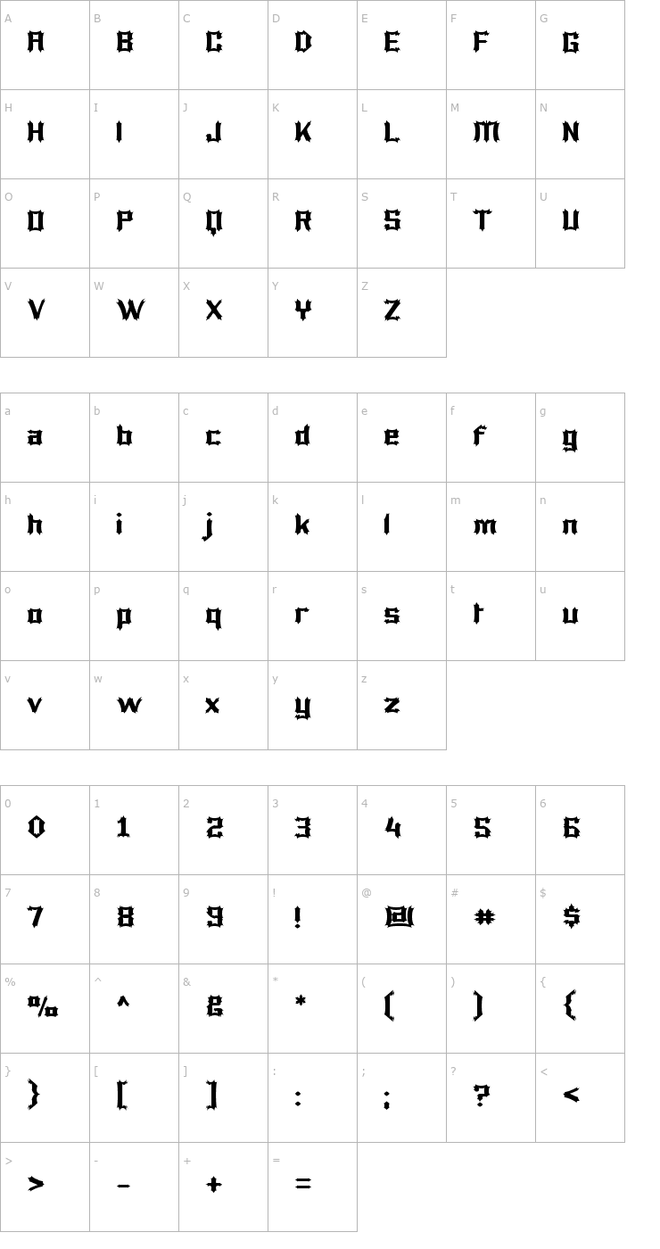 Character Map Luciferius Font