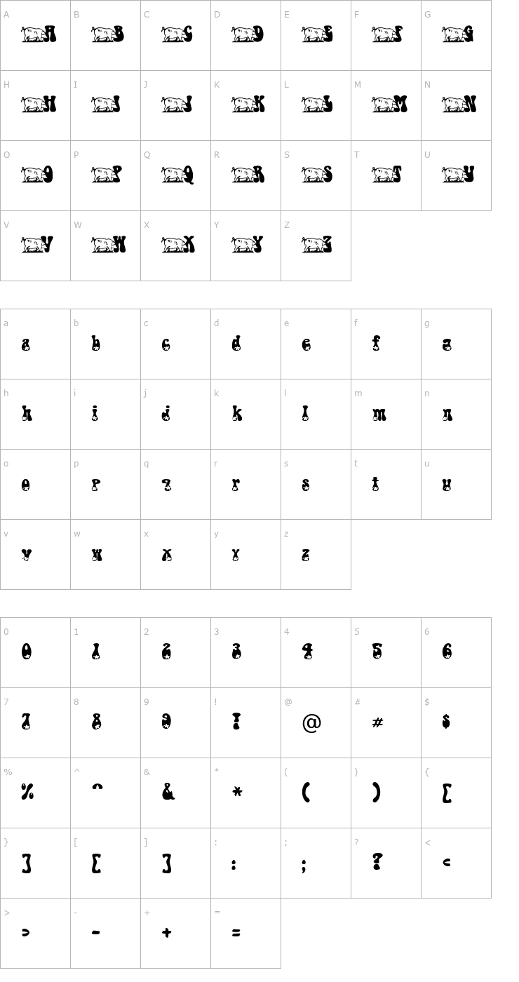 Character Map Luckypig Becker Font