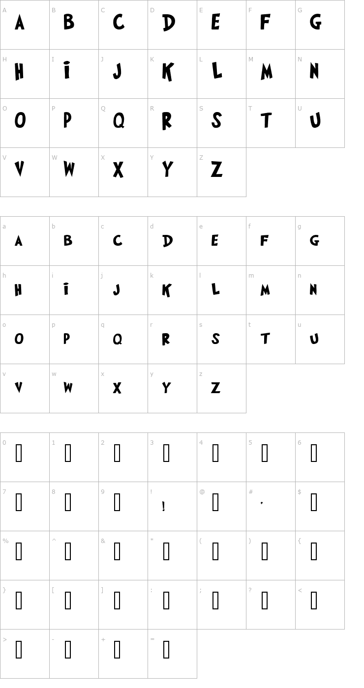 Character Map lucy Font