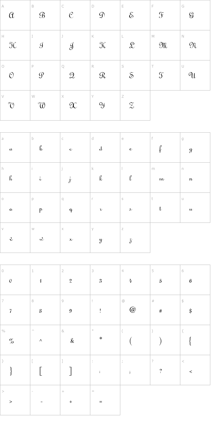 Character Map Lucy Normal Font