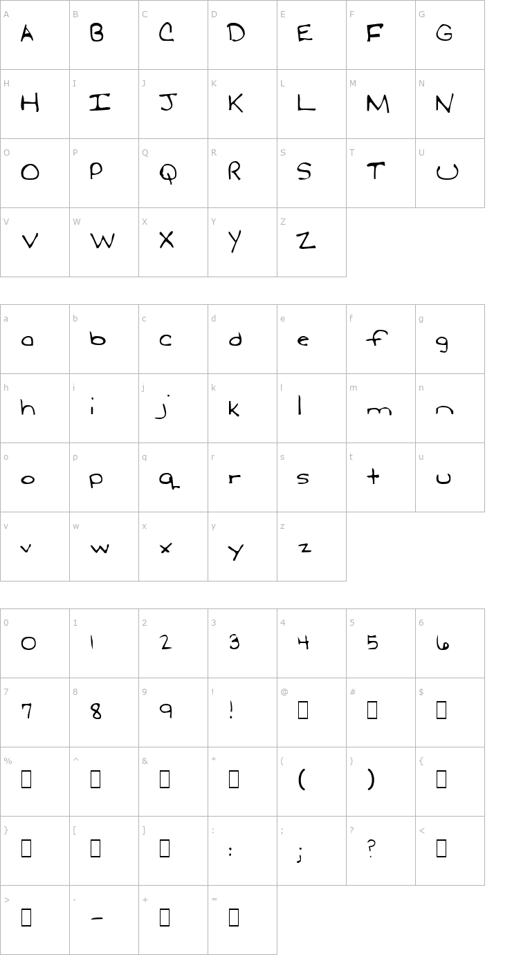 Character Map Ludwig LooseBraids Font