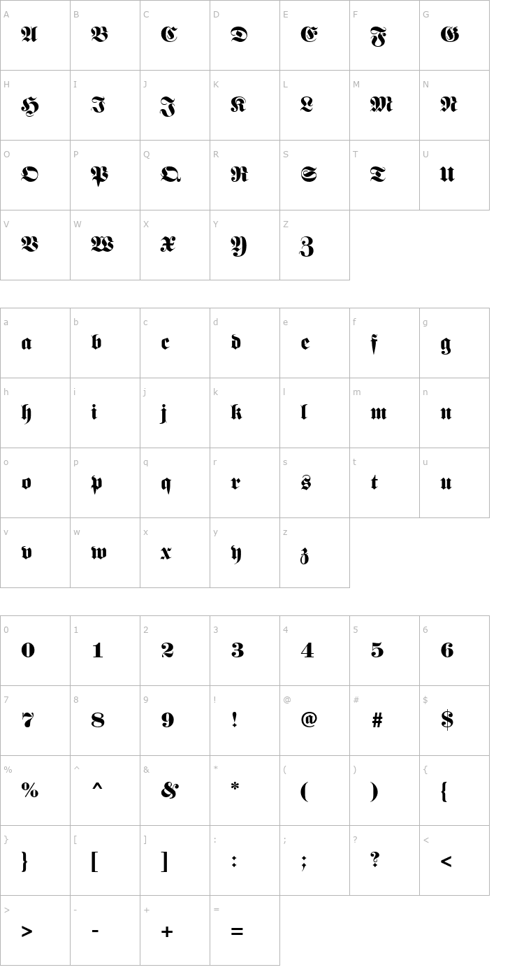 Character Map Luftwaffe Font